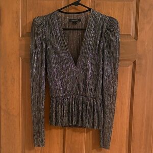 Zara Shimmering Black Long Sleeve Blouse